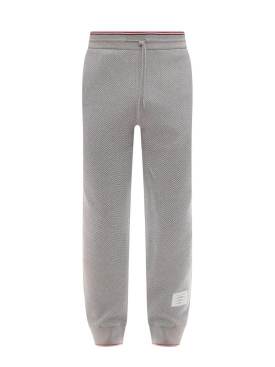  톰브라운 스트레이트 팬츠 톰 브라운 로고 패치 드로스트링 트랙 팬츠 스웨트 팬츠 그레이