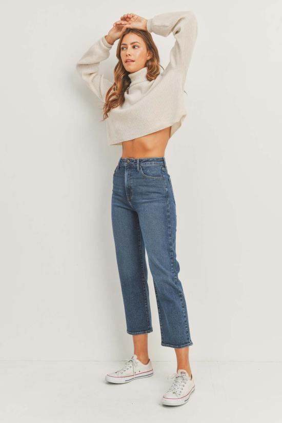  저스트 블랙 데님 데님 팬츠 립케이지 스트레이트 진 - JUST BLACK DENIM