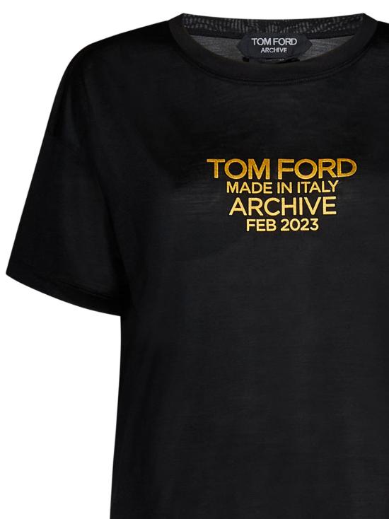  톰포드 반팔 티셔츠 톰 포드 로고 프린트 티셔츠 블랙 - TOMFORD
