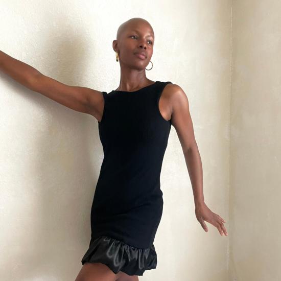  Ceres Monae 숏 원피스 세레스 모나에 립 니트 새틴 드레스 블랙 - OTHER BRANDS