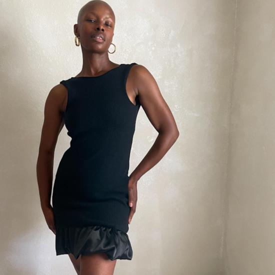  Ceres Monae 숏 원피스 세레스 모나에 립 니트 새틴 드레스 블랙