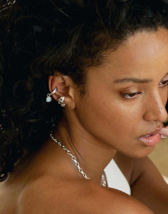  클레드 이어링 스퀘어 드롭 이어 커프 골드/실버 - CLED