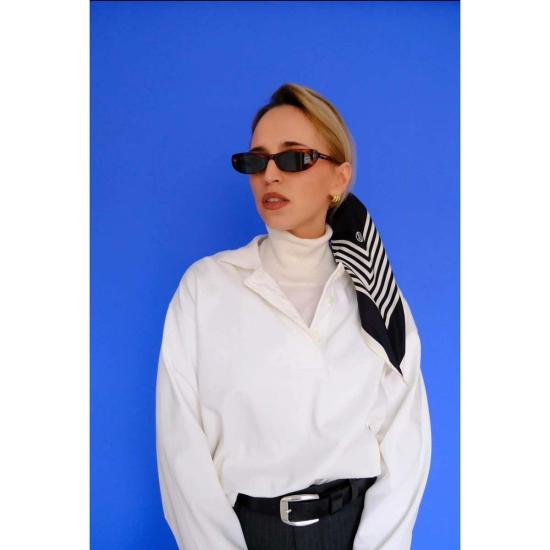  레스카프 머플러/스카프 2호 65cm 스카프 블랙 & 크림 - LESCARF