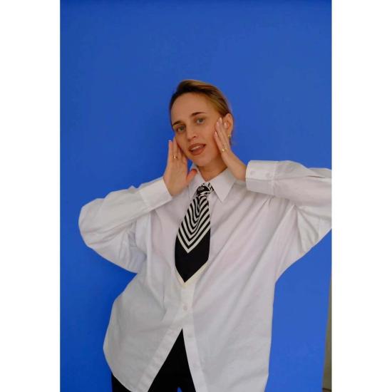  레스카프 머플러/스카프 2호 65cm 스카프 블랙 & 크림 - LESCARF