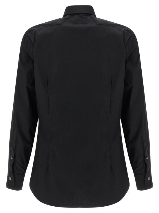  발바 긴팔 셔츠 바르바 나폴리 스트레치 코튼  블랙 - BARBA
