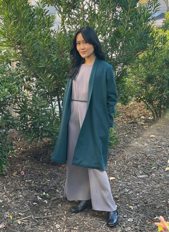  카렘 자켓 체인지스 숄 칼라 긴팔 재킷 터쿼이즈 그린