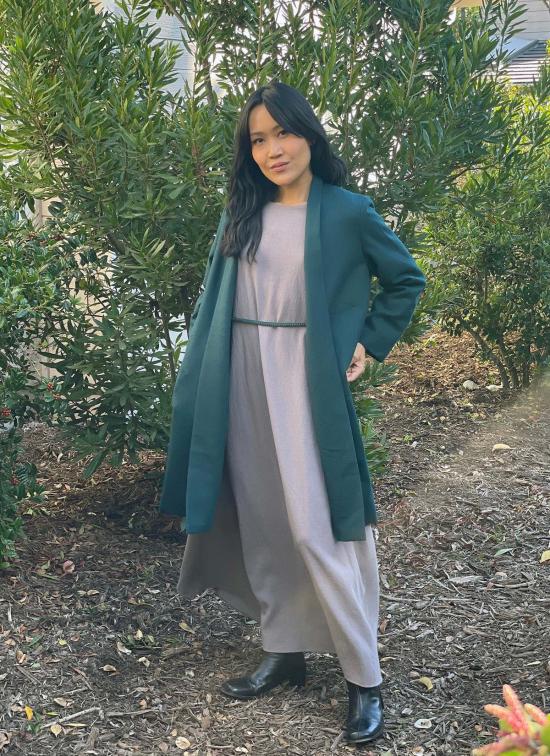  카렘 자켓 체인지스 숄 칼라 긴팔 재킷 터쿼이즈 그린 - KAAREM