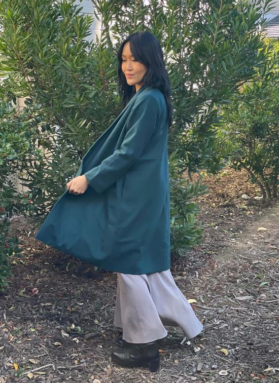  카렘 자켓 체인지스 숄 칼라 긴팔 재킷 터쿼이즈 그린 - KAAREM