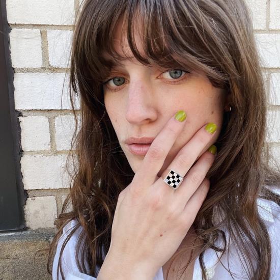  타린 토마스 반지 남녀공용  사무엘 미니 링 체크무늬