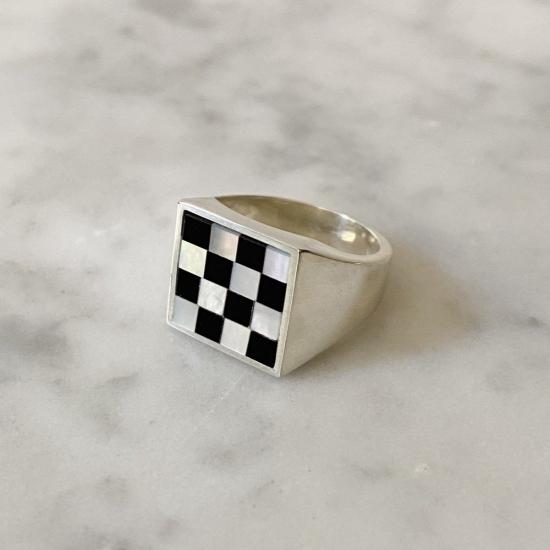  타린 토마스 반지 남녀공용  사무엘 미니 링 체크무늬 - TARIN THOMAS