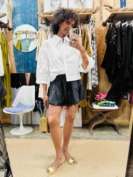  Yesaet 숏팬츠 로릿 실크반바지 블랙