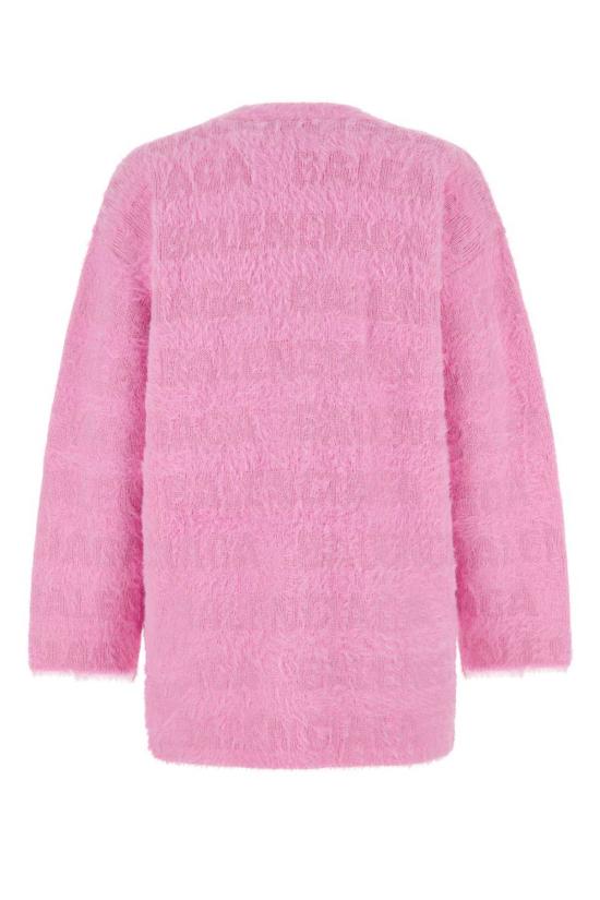 발렌시아가 가디건 핑크 울 블렌드 로고 프린트 - BALENCIAGA
