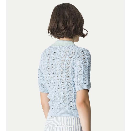  포르테포르테 반팔 티셔츠 포르테 포르테 엘레강트 코튼 폴로 아주르 - FORTE FORTE