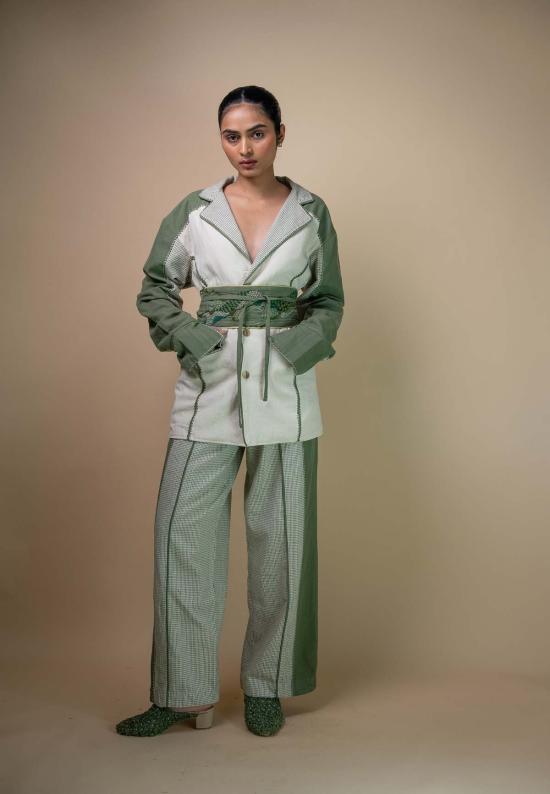  IKKIVI 스트레이트 팬츠 이키비 메도우즈 유니섹스 컬러 블록  그린 - OTHER BRANDS