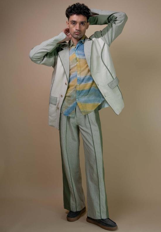  IKKIVI 스트레이트 팬츠 이키비 메도우즈 유니섹스 컬러 블록  그린 - OTHER BRANDS