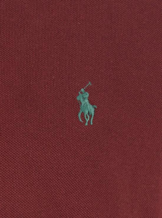  랄프 로렌 반팔 티셔츠 커스텀 슬림핏 보르도 폴로 셔츠 (앞면에 포니 디테일) 레드 와인 - RALPH LAUREN