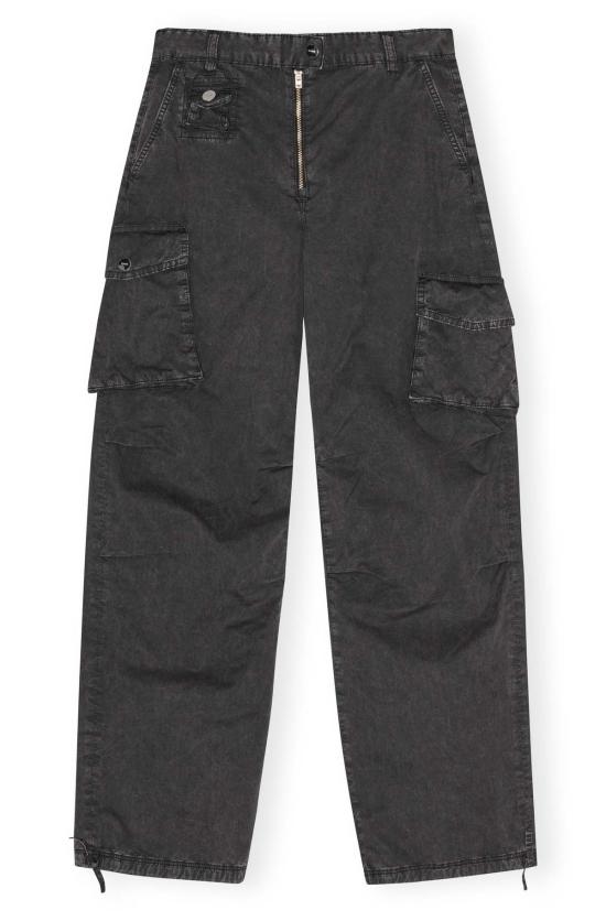  가니 스트레이트 팬츠 워시드 코튼 트윌 팬츠 팬텀 - GANNI