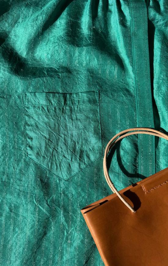  Two 튜닉 실크 소재의 긴팔 버튼  (녹색) - OTHER BRANDS