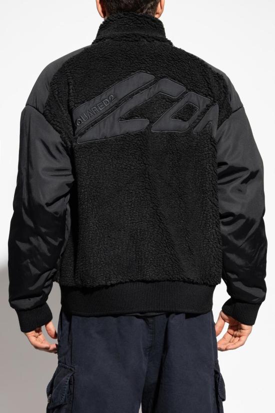  디스퀘어드2 긴팔 티셔츠 Dsquared2 플리스 스웨트셔츠 (스탠드업 칼라, 블랙) - DSQUARED2