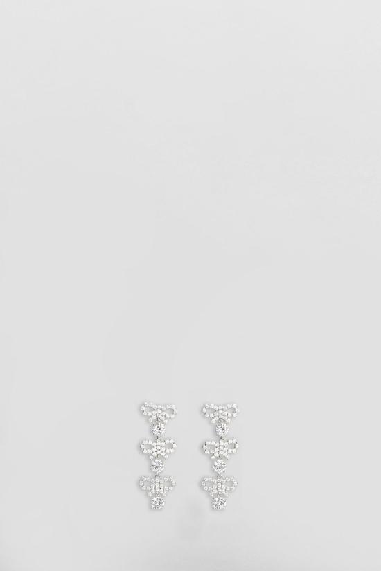  셀프 포트레이트 이어링 리본 크리스탈 귀걸이 실버/화이트