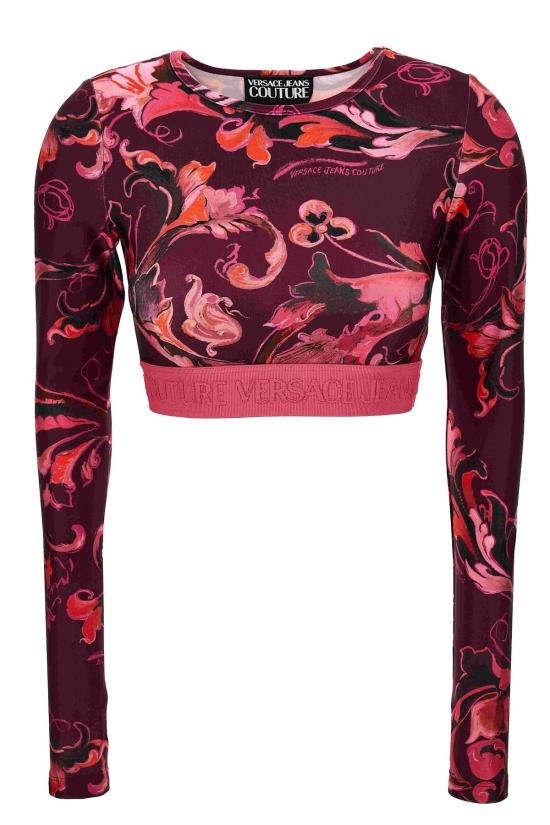  베르사체 긴팔 티셔츠 진 쿠튀르 긴팔 탑 (보라색)