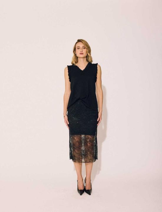  린제이 니콜라스 뉴욕 미디 스커트 린지 니콜라스 뉴욕 레이스 스커트 블랙