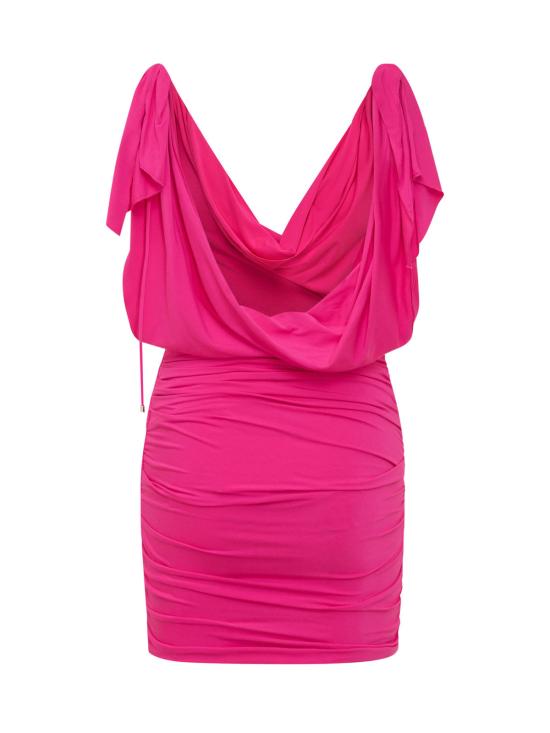  디 아티코 숏 원피스 아티코 저지 미니 드레스 푸시아 - THE ATTICO