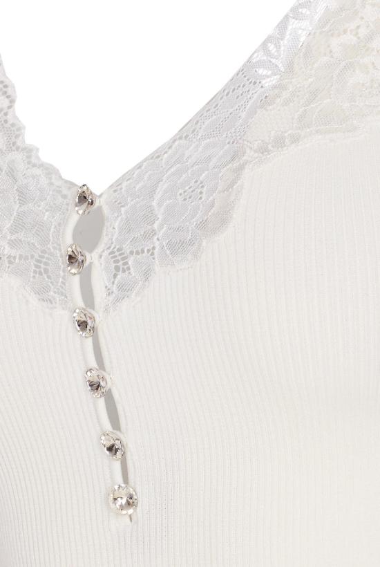  셀프 포트레이트 민소매 티셔츠 레이스 트림 니트  화이트 - SELF PORTRAIT