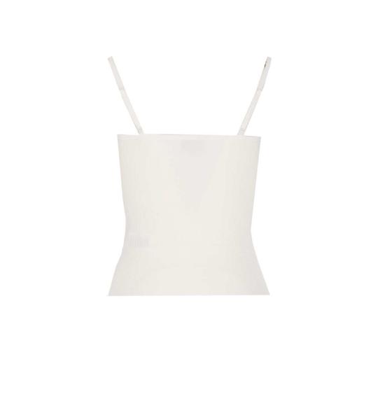  셀프 포트레이트 민소매 티셔츠 레이스 트림 니트  화이트 - SELF PORTRAIT