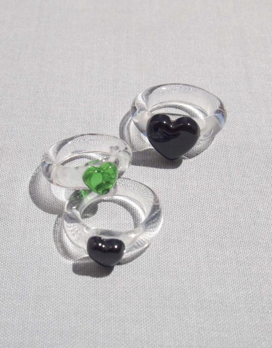  클레드 반지 하트 아이콘 링 그린 포레스/블랙 바살트 - CLED