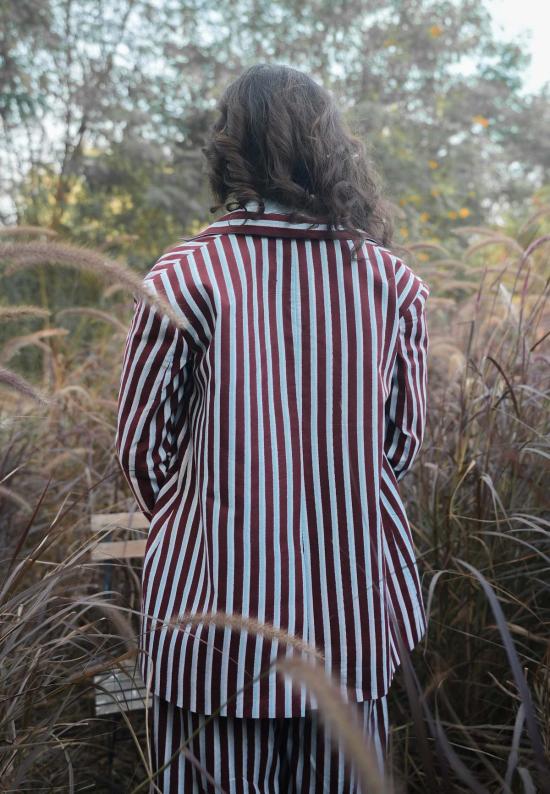  이키비 수트 자켓 더스크 더블 버튼 블레이저 - IKKIVI