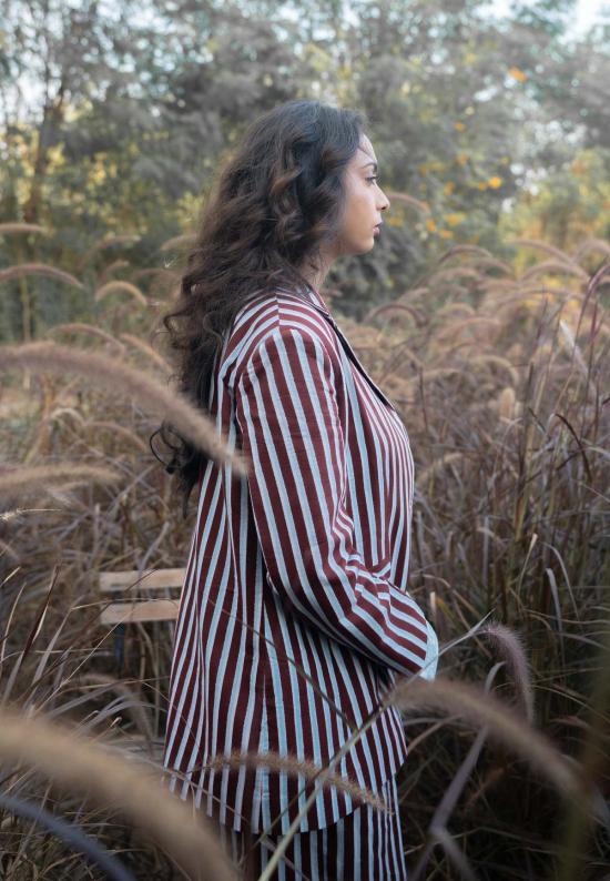  이키비 수트 자켓 더스크 더블 버튼 블레이저 - IKKIVI