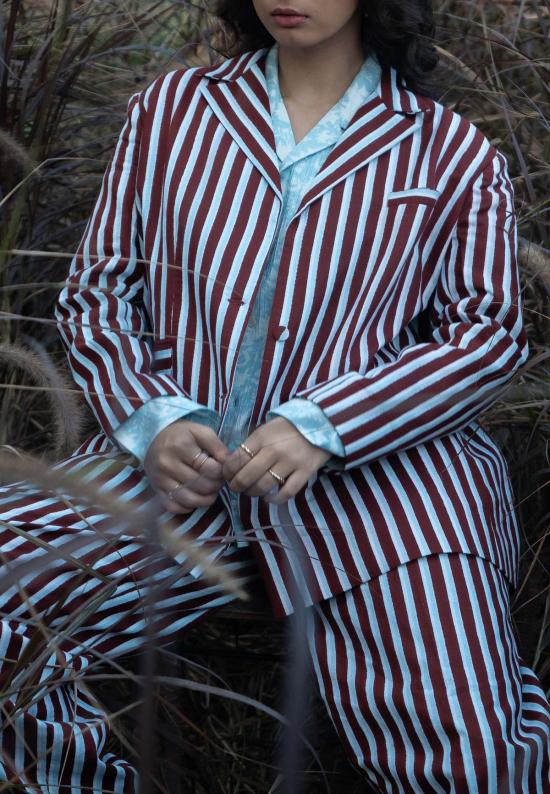  이키비 수트 자켓 더스크 더블 버튼 블레이저 - IKKIVI