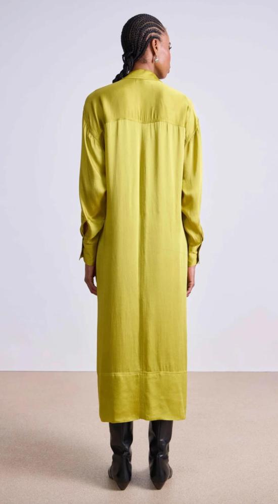  어피스 어파트 롱 원피스 Apiece Apart Beni Cinched Tie Shirt Dress 아보카도 - APIECE APART