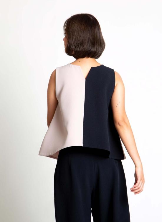  카렘 블라우스 Kaarem Three Two A 라인 컬러블록 탑 - KAAREM