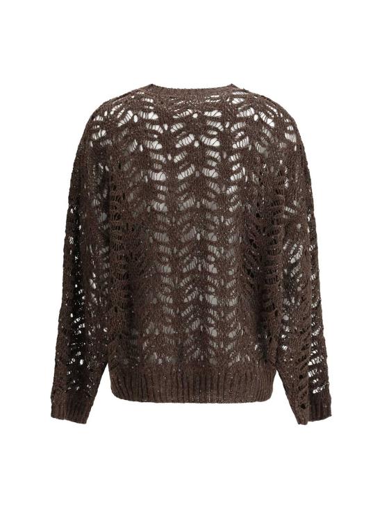  브루넬로 쿠치넬리 스웨터 스팽글 장식 펀칭  초콜릿 색상 - BRUNELLO CUCINELLI