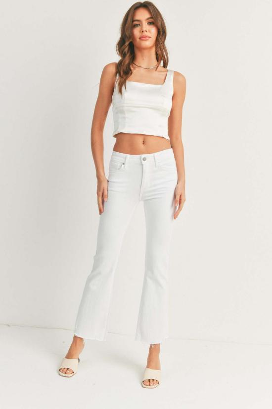  저스트 블랙 데님 데님 팬츠 프레이드 크롭 플레어 - JUST BLACK DENIM