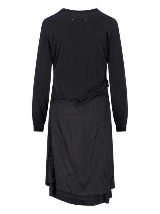 마르지엘라 미디 원피스 메종  블랙 롱 슬리브 미디 드레스 - MAISON MARGIELA