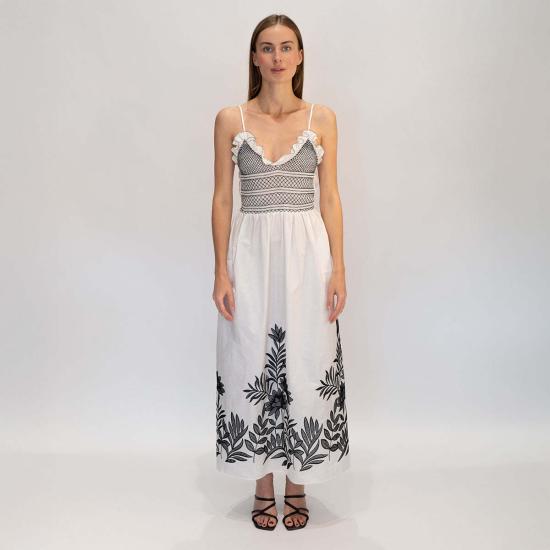  로레타 카포니 롱 원피스 Loretta Caponi Bianca 롱 드레스 수련 - LORETTA CAPONI