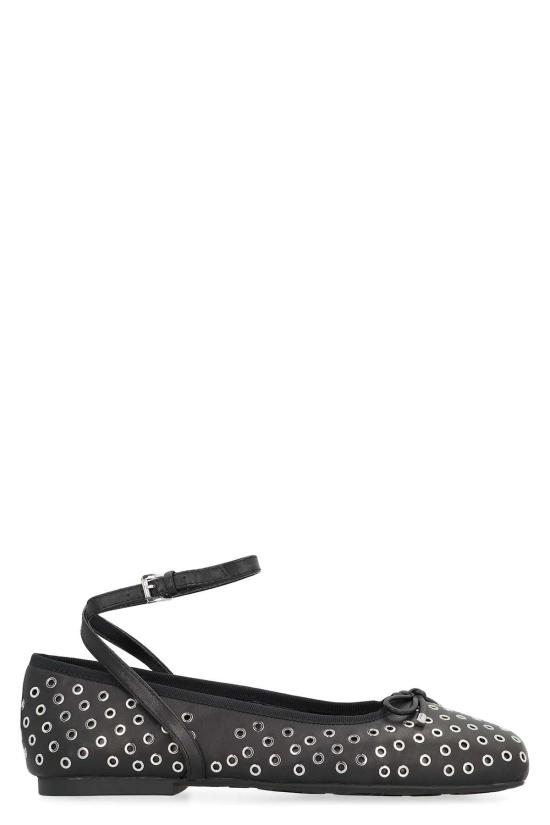  마이클 코어스 플랫 슈즈 콜레트 플렉스 가죽 발레 플랫 블랙