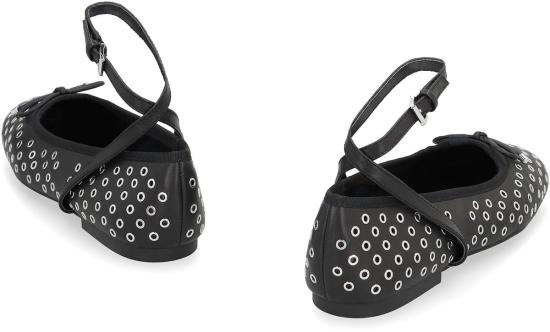  마이클 코어스 플랫 슈즈 콜레트 플렉스 가죽 발레 플랫 블랙 - MICHAEL KORS