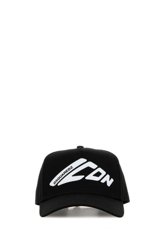  디스퀘어드2 모자 Dsquared2 블랙 코튼 베이스볼 캡 블랙/화이트