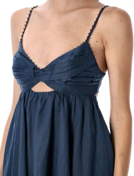  짐머만 롱 원피스 어센션 트위스트 프론트 드레스 다크 블루 - ZIMMERMANN