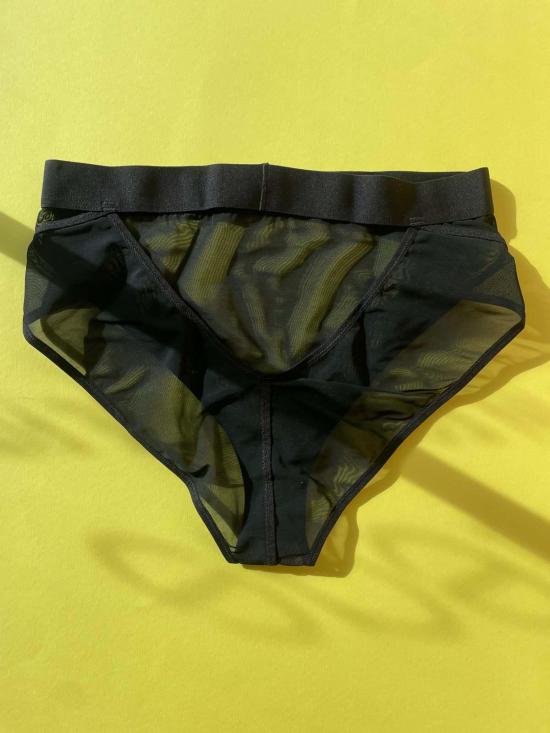  라 피유 도 팬티 La Fille D'o I Want 하이웨이스트 메쉬 브리프 블랙 - LA FILLE D'O