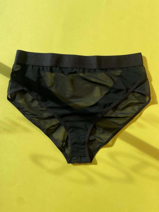  La Fille D'o 팬티 I Want 하이웨이스트 메쉬 브리프 블랙