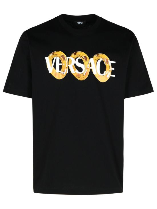  베르사체 반팔 티셔츠 블랙 코튼 티셔츠