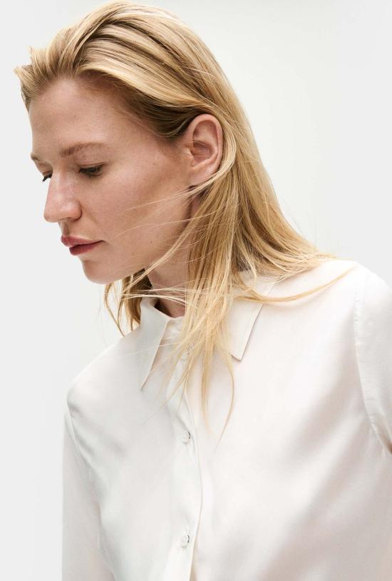  실크 런드리 셔츠 실크 세탁 바이어스컷 셔츠 화이트 - SILK LAUNDRY