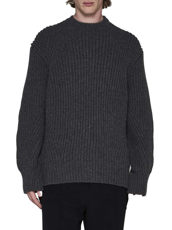  알렉산더 맥퀸 스웨터 크루넥 골지 니트  차콜 - ALEXANDER MCQUEEN