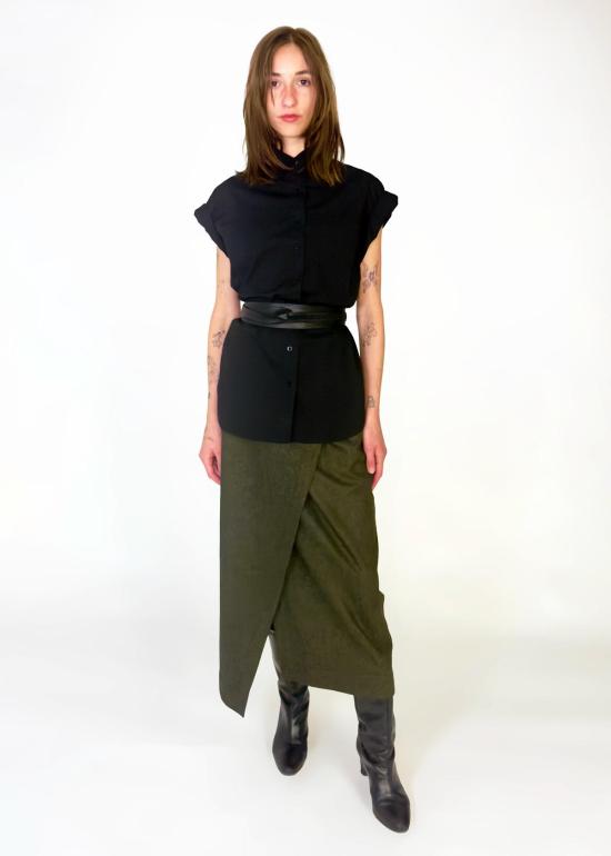  Meg 블라우스 메그 민소매 보이프렌드 셔츠