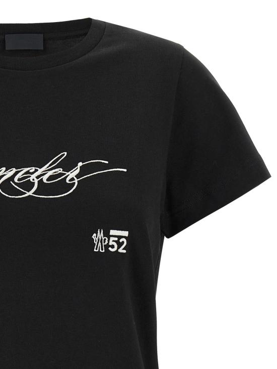  몽클레어 반팔 티셔츠 자수 티셔츠 블랙 - MONCLER